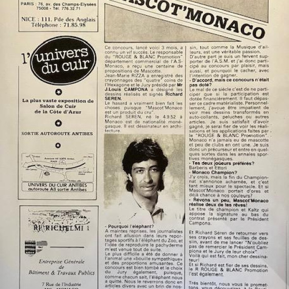 1983 Mascotte Bouba As MONACO Football